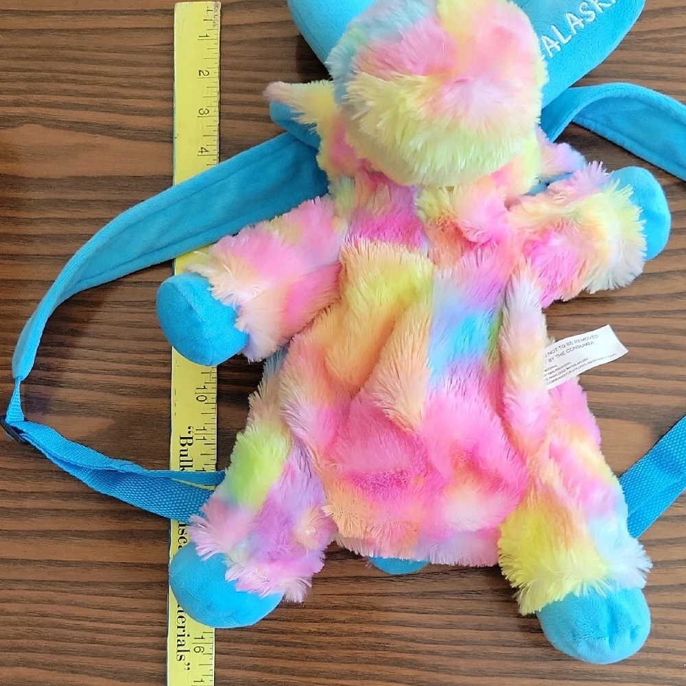 NWT -- Plush Rainbow Moose Backpack - Blue Accents